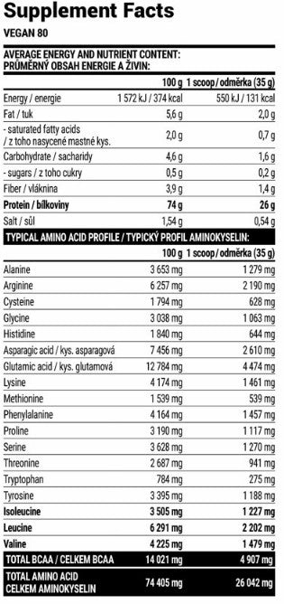 EXTRIFIT Vegan 80 - 1000 gr