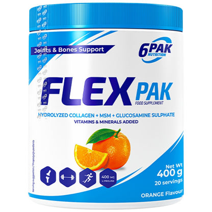 6PAK Nutrition Flex Pak Powder, колаген, глюкозамин, хондроитин, MSM - 400 г