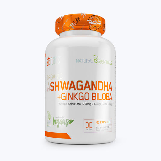 STARLABS Organic Ashwagandha + Ginkgo Biloba - 60 caps