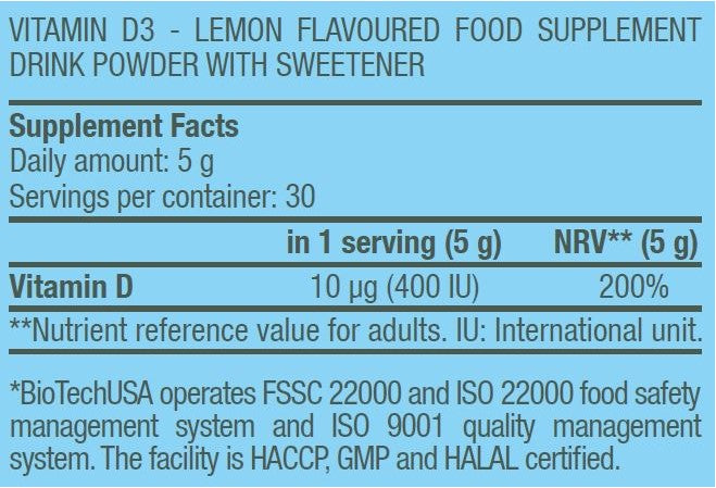 BIOTECH USA Vitamin D3 - 150 gr