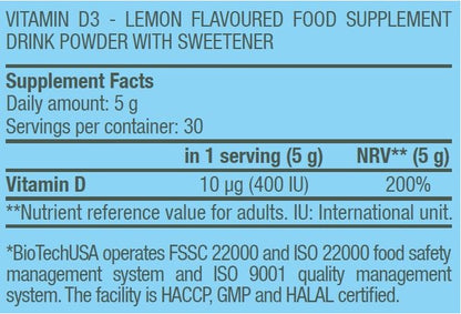 BIOTECH USA Vitamin D3 - 150 gr