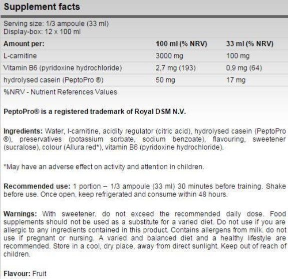 FA Nutrition L-Carnitine 3000 - 12 x 100 ml