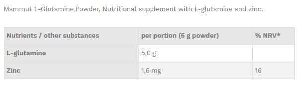 MAMMUT  Glutamine Powder - 550 gr