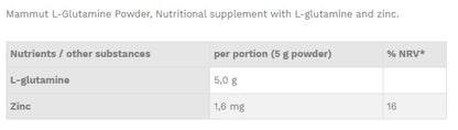 MAMMUT  Glutamine Powder - 550 gr