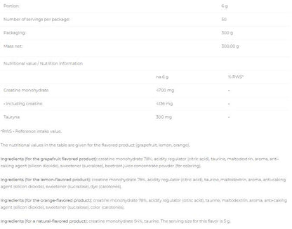 6PAK Nutrition Creatine Monohydrate - 300 г (50 дози)