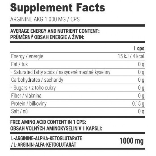 EXTRIFIT Arginine AKG 1000 mg - 100 caps